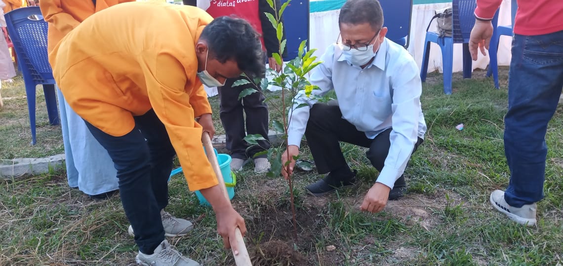 Wakil Rektor III bersama peserta KKN Lakukan Penanaman Pohon. Foto: Khazanah