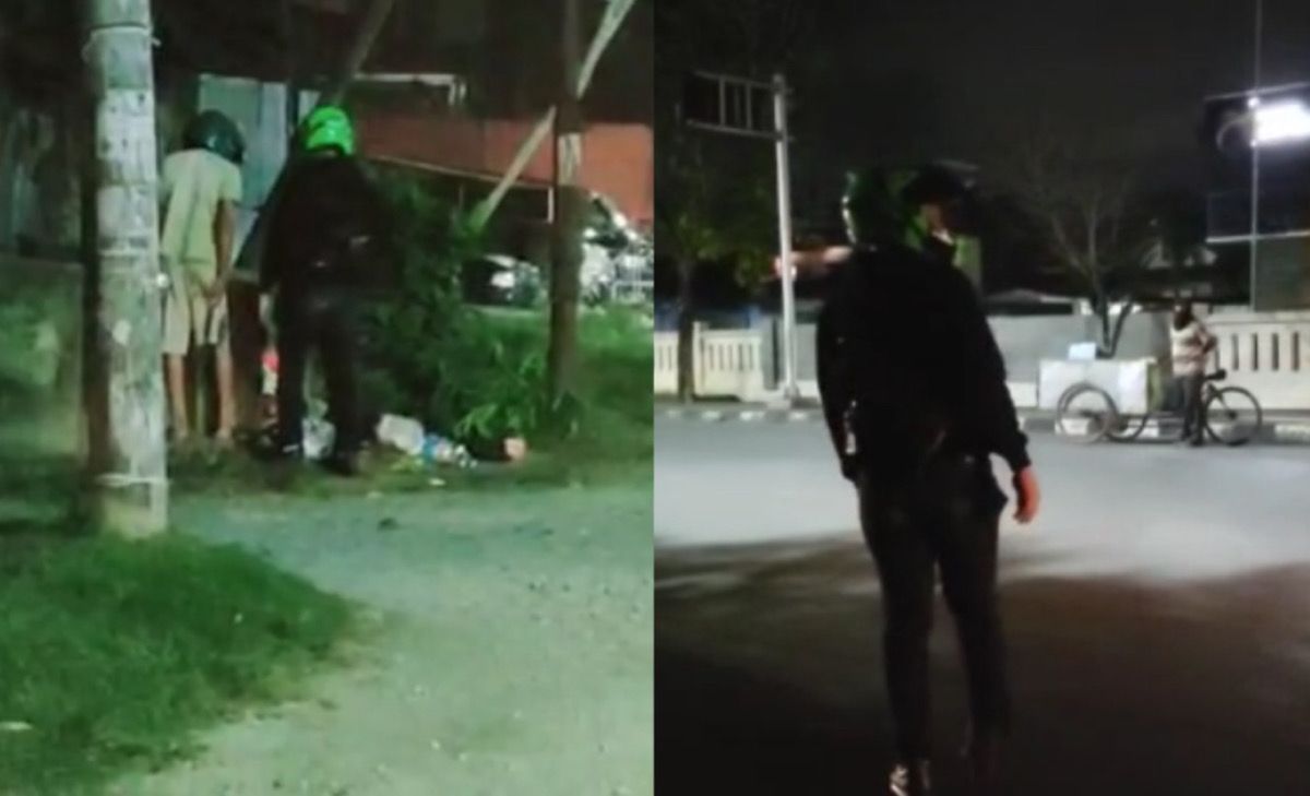 Pria Misterius itu saat bagi-bagi uang ke warga yang kurang mampu. Foto: Istimewa.