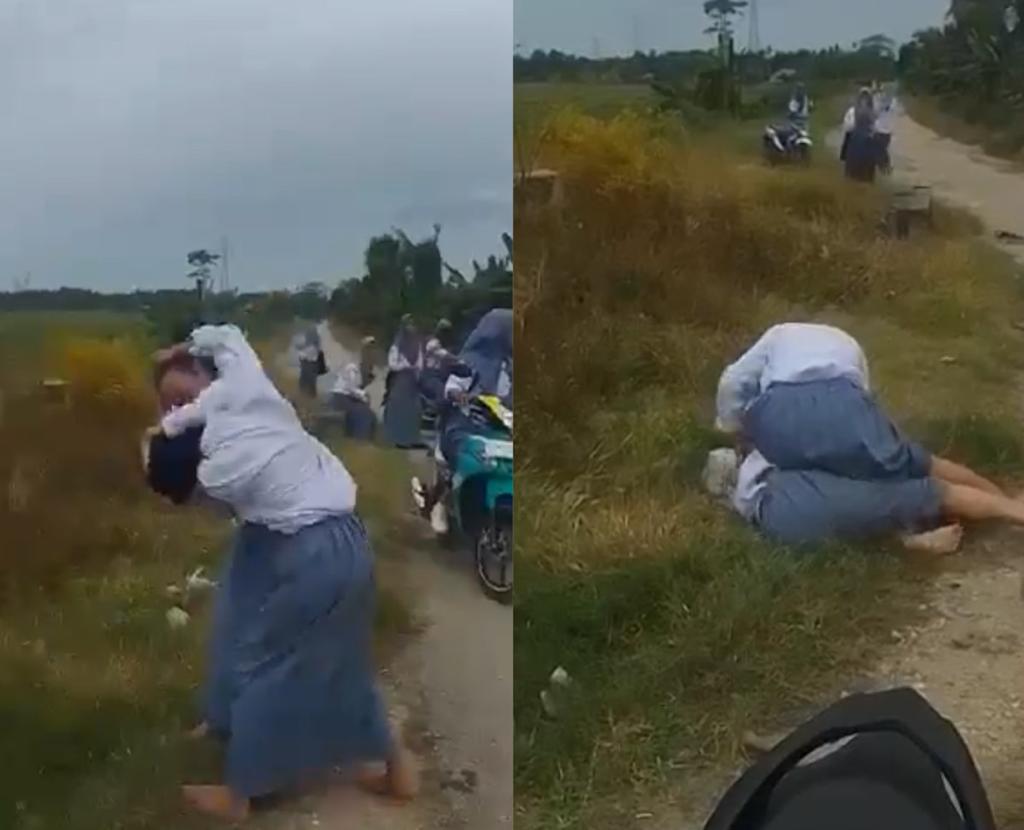 Dua Siswi SMAN di Konawe Adu Jotos hingga Saling Jambak Rambut. Foto: tangkapan layar.