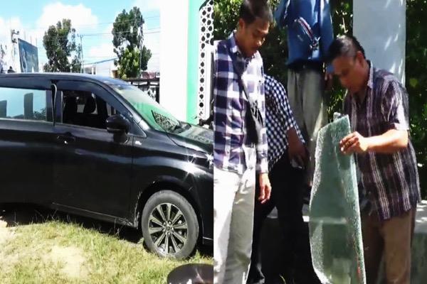 Kaca Mobil Pegawai Dipecah saat Parkir di Gerbang Masjid Al Alam Kendari, Dokumen Penting-Uang Dicuri. Foto: Aksar/sultrainformasi.id.