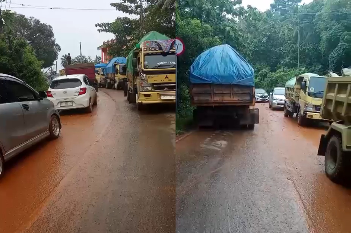 Aktivitas Perusahaan Tambang Gunakan Jalan Poros Kendari-Konsel Angkut Ore Nikel. Foto: Tangkapan Layar.