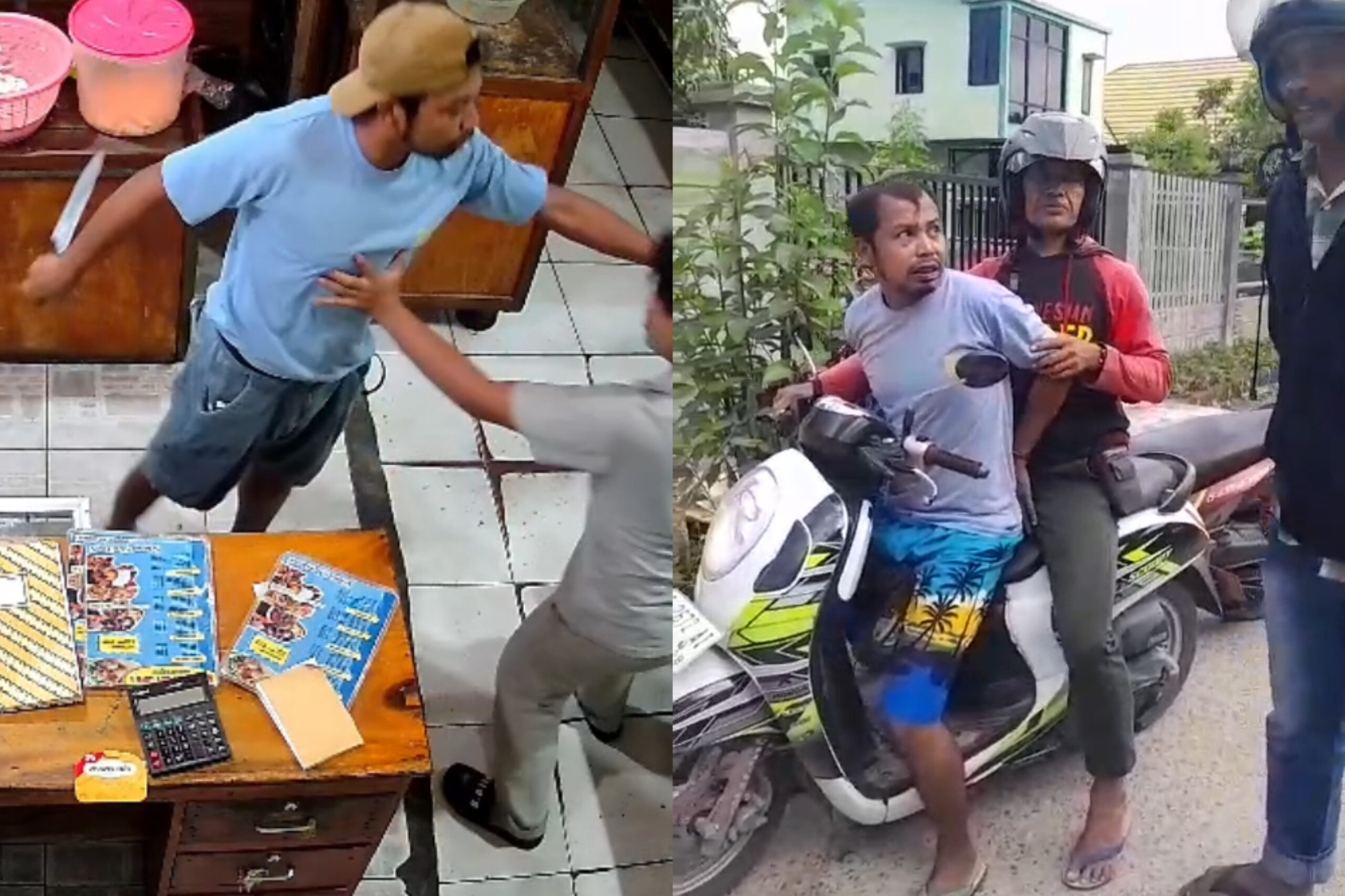 Pemuda di Kendari mengamuk sambil bawa pisau di depan kampus UHO. Foto: Tangkapan Layar.