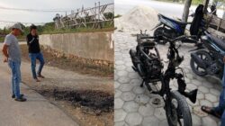 Motor Terbakar di Desa Matawine Buteng, Polisi Bertindak Cepat Amankan TKP. Foto: istimewa.